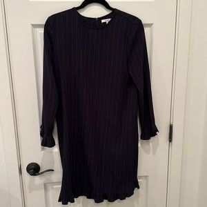 Ganni navy pinstripe dress